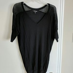 Black Fishnet neck/arms thin sweater sz L